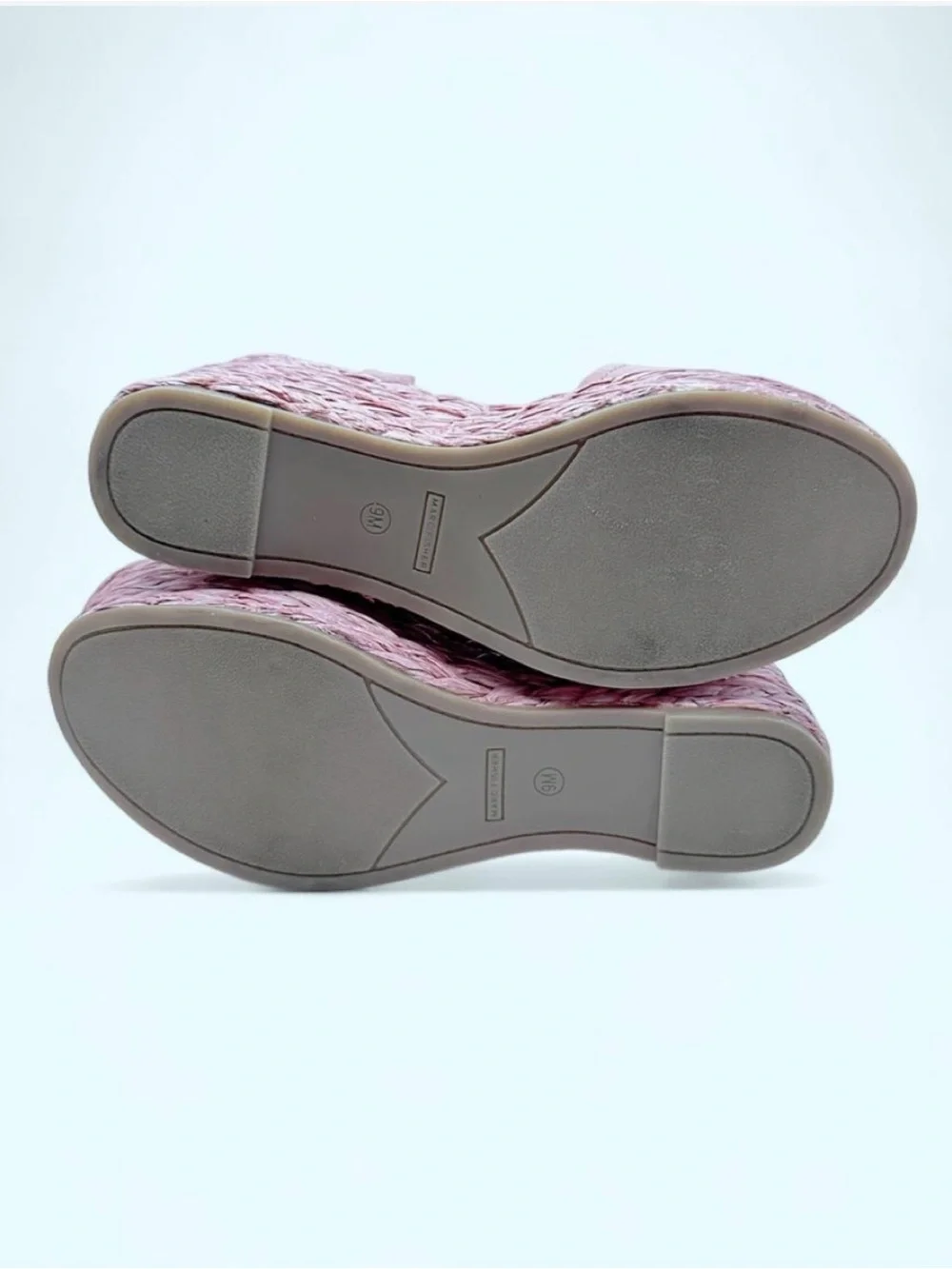Marc Fisher LTD Pink Blush Nelly Burian Suede Espadrille Platform Wedges Size 9